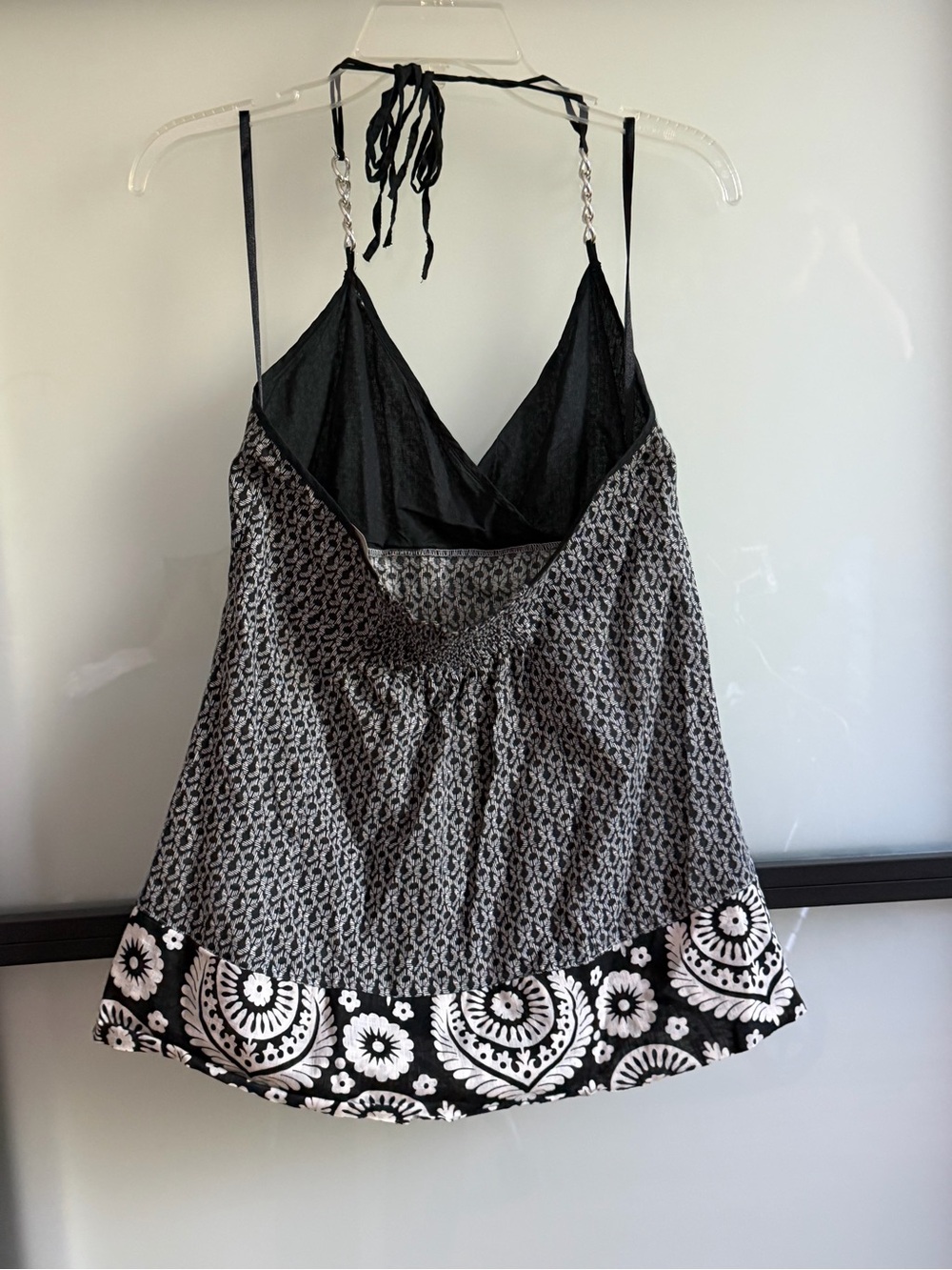 MICHAEL Michael Kors Black White Chain Strap Halter Top S/P - Picture 2 of 4